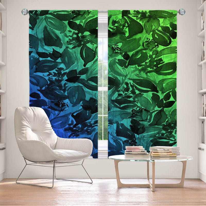 Ensemble de rideau 2 pièces Blossoms Unchained, Turquoise, L 40 po x L 82 po