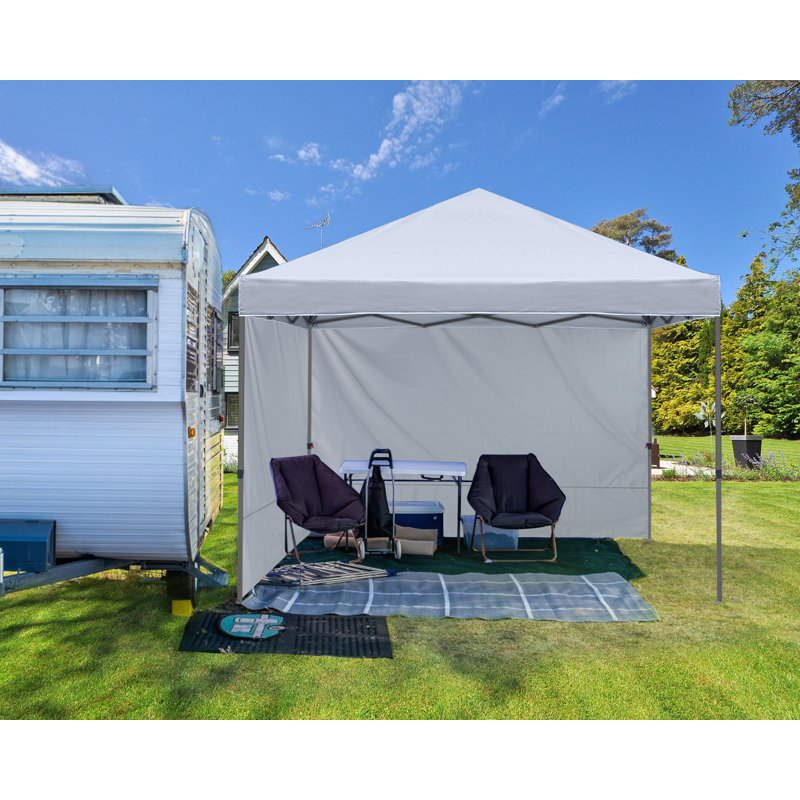 10 Ft. W X 10 Ft. D Easy Pop Up Canopy Tent With 2 Sidewalls, White