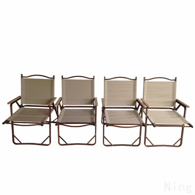 Ensemble de 4 chaises pliantes et portatives confortables avec cadre en aluminium, fauteuil de voyage Kermit