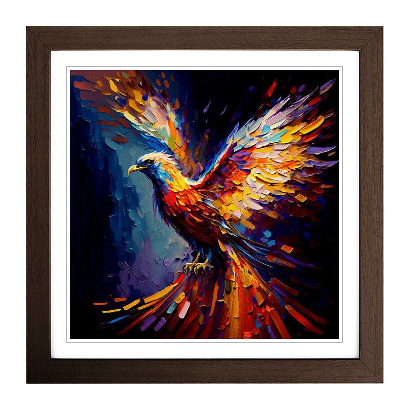 Phoenix Palette Knife Painting No.1 - Single Picture Frame Print on Wood, Walnut