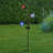 Exhart Solar Patriotic Triple Starburst Garden Stake in Red, White, and Blue with Three LED Lights, 11x33"