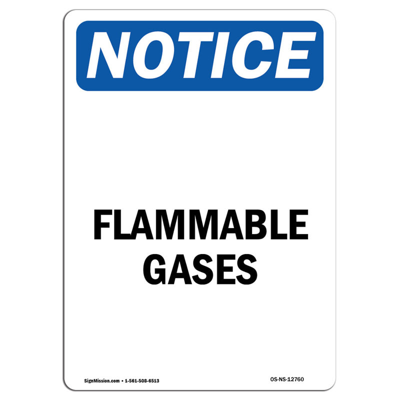 Plaque en aluminium pour gaz inflammables 12 x 18