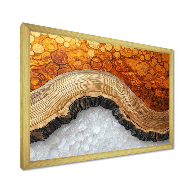 Or de la rivière North Amber I - forêt, art mural, H 16 po x l 32 po, Cadre simple, Doré