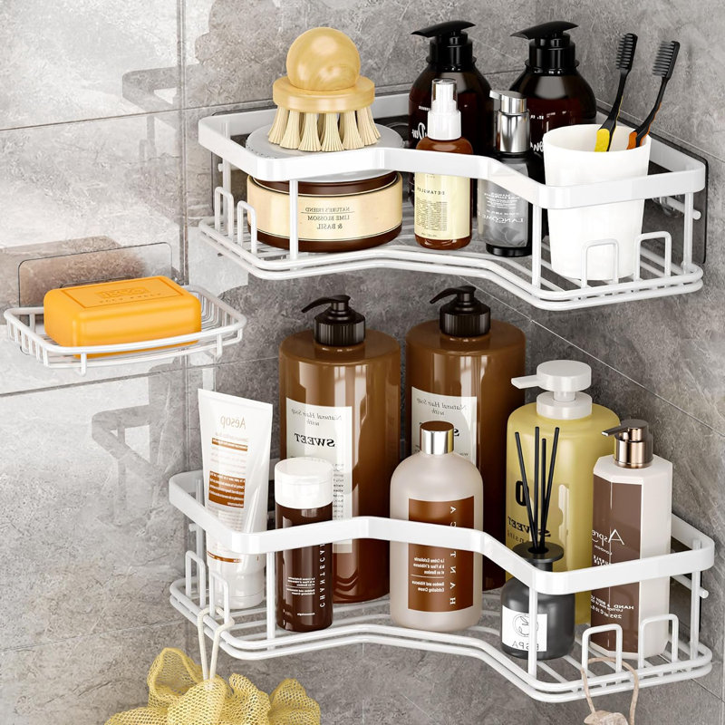Accessoires de support de rangement pour le comptoir de salle de bain, Blanc