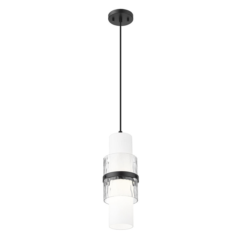 Luminaire suspendu cylindrique à 1 lumière Yamir, Noir mat
