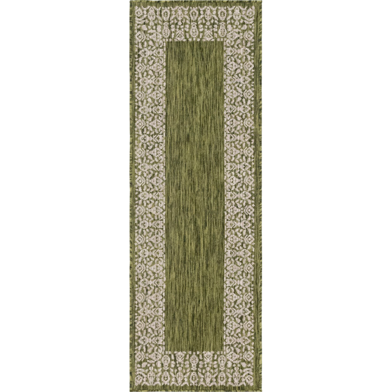 Tapis d'intérieur / extérieur vert Finbar, Tapis de couloir 2 pi x 6 pi 1 po