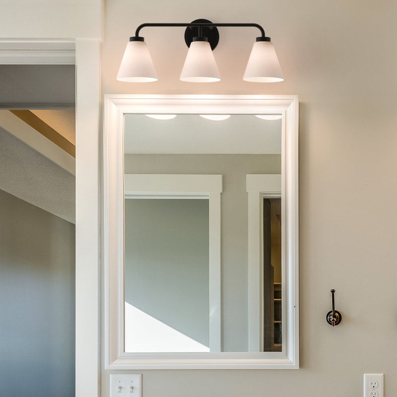 Wynridge Plug & Play 3-Light Vanity Light in Transitional and Modern Style-9.18 Inches Tall and 24 Inches Wide, Matte Black