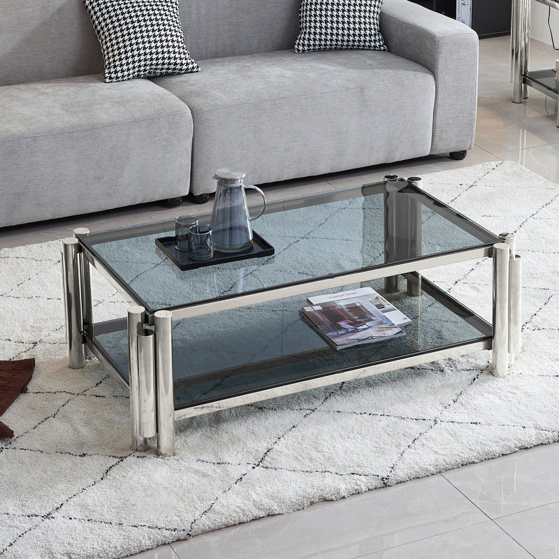 Table basse Allysah, Argent, Noir
