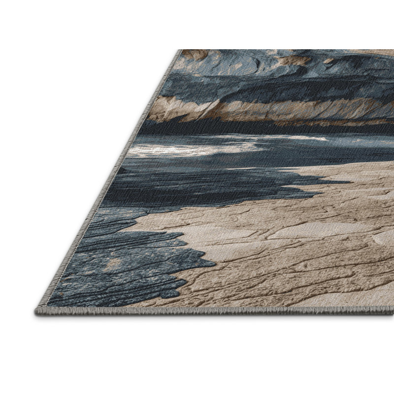  Washable Coastal Cave Coastal Area Rug, Rectangle 4' x 6'