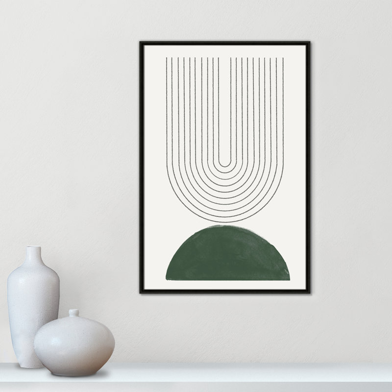 Imprimé n ° 5 vert Mid Century Modern par Miuus Studio, Toile avec cadre, 25.5'' W x 37.5'' H, Espresso Floater