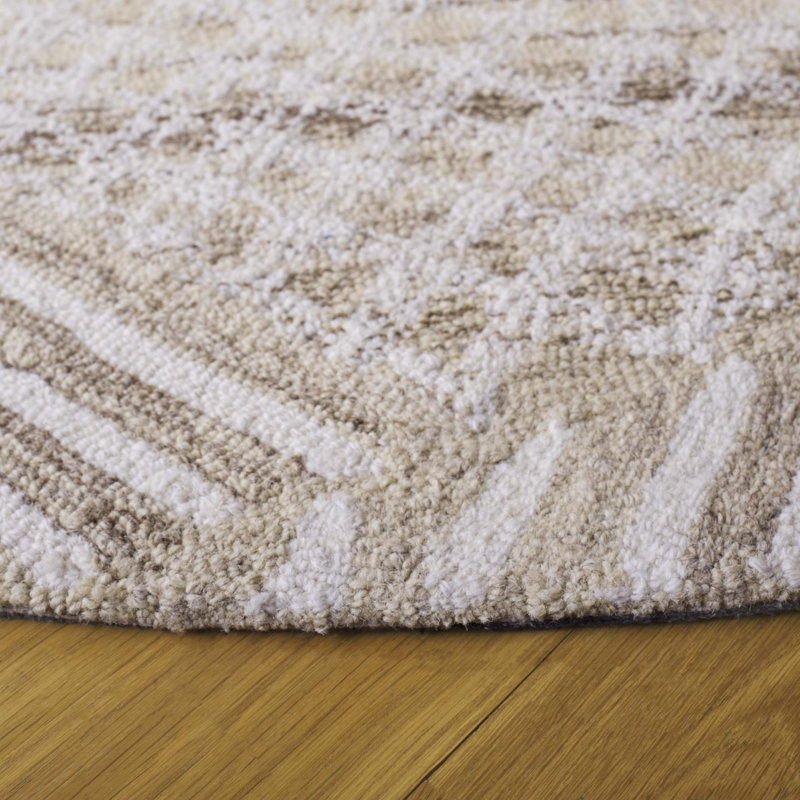 Fazli Tufted Wool & Cotton Performance Geometric Rug, Round 6'