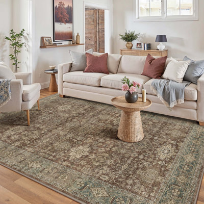 Avella Vintage Oriental Machine Washable Area Rugs With Non-Slip Backing