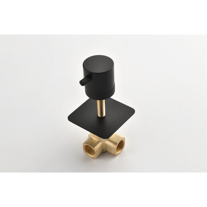 Contrôle du volume de la douche principale - Valve 3/4 ", poignée en laiton, noir mat, résistance à la corrosion, antirouille, corps réglable sans difficulté, largeur et profondeur de 3,6 po, hauteur de 2,18 po, 4,2 lb