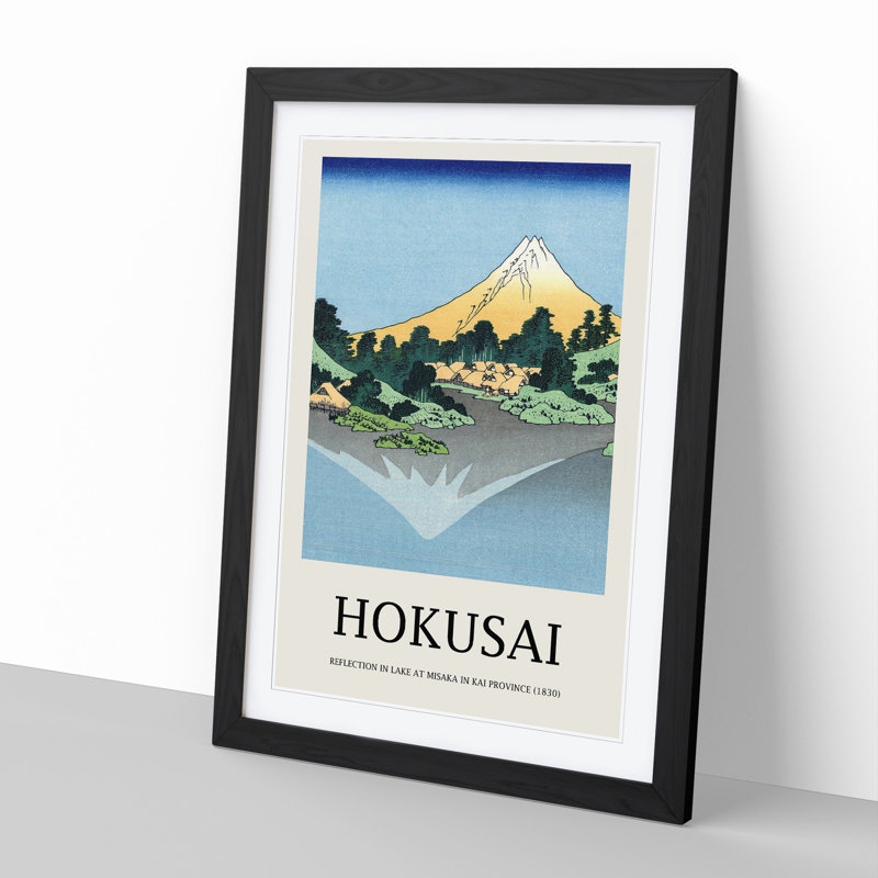 Mount Fuji Reflection by Katsushika Hokusai - Picture Frame Art Prints, 48cm H x 36cm W x 2cm D, Black