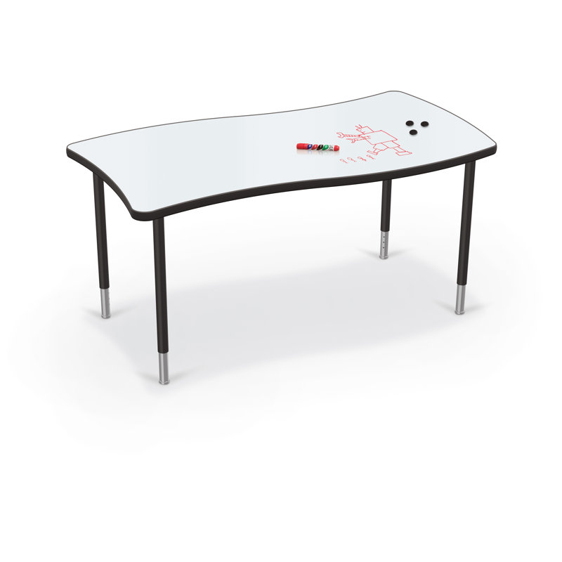 Hierarchy Creator Activity Table Porcelain Steel Whiteboard Wavy Rectangle Top, Black