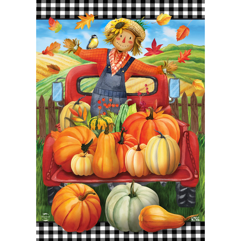 Drapeau de maison citrouille épouvantail