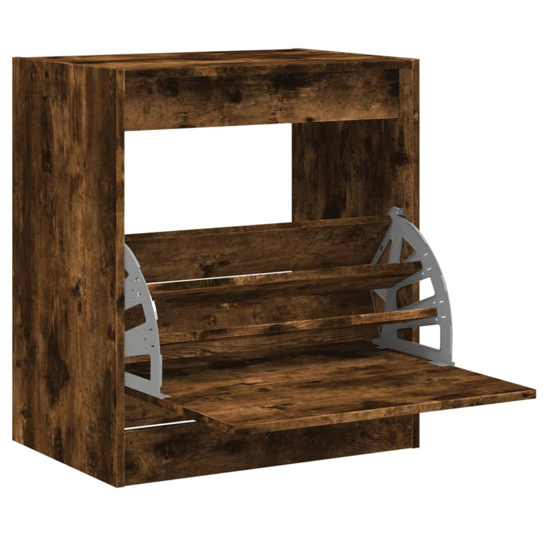 10 Pair Shoe Storage Cabinet, Smoked Oak