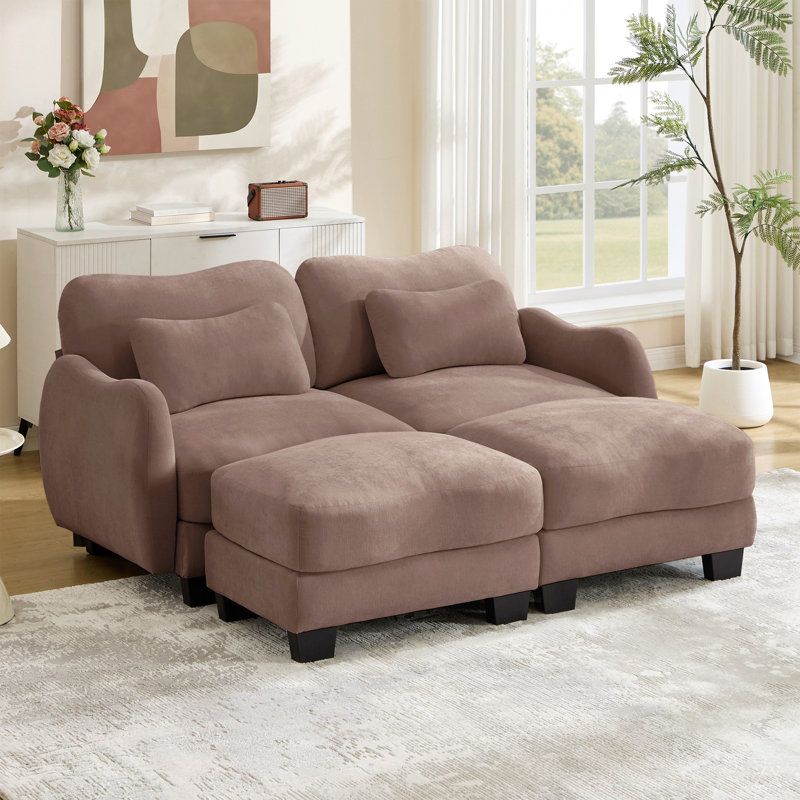 Canapé de soutien en chenille avec coussin de taille délicate et repose-pieds mobile, conception ergonomique incurvée, canapé modulaire facile à assembler pour le bureau du salon