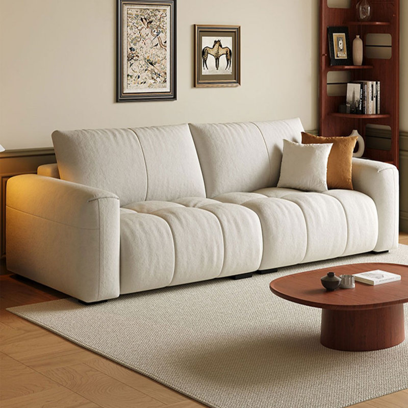 White 100% Polyester Modular Sofa Cushion Couch, 29.92" H x 86.61" W x 41.34" D
