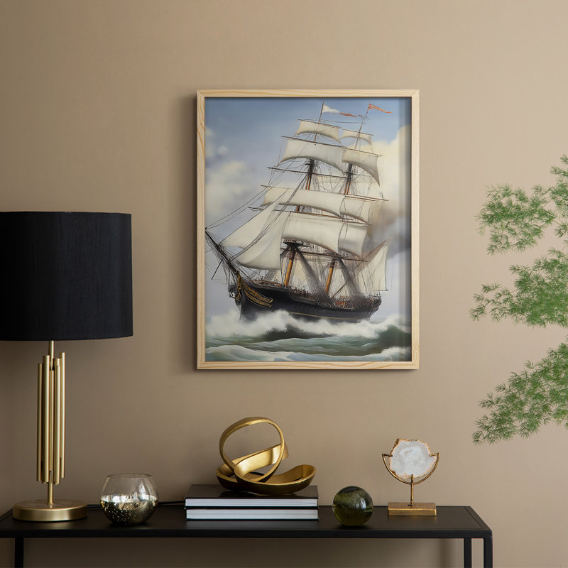 NAUTICAL Series LXIV, reproduction encadrée - bois massif, Naturel, H 15 po x l 12 po