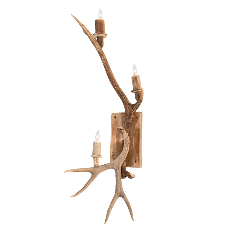 Antlers Wood Candle Wall Light