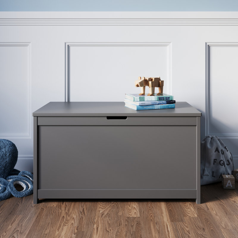 Cool Gray Wooden Kids' Toy Storage Chest, 33"