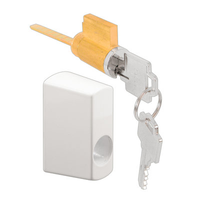Unité de verrouillage à clé coulissante avec porte coulissante blanche Prime-Line, entraxe de 1-3 / 4 po (paquet simple)