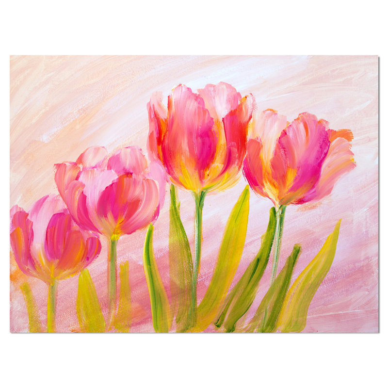 Tulipes rouges, impression sur toile tendue, H 30 po x l 40 po x P 1,5 po