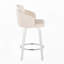 Tabouret de bar pivotant à hauteur fixe en bois blanc et similicuir crème avec repose-pieds ronds chromés, lot de 2