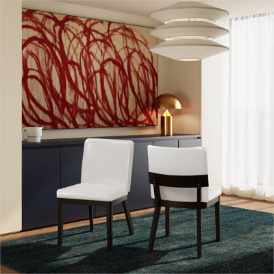 Ensemble de 2 chaises de salle à manger rembourrées en cuir synthétique moderne