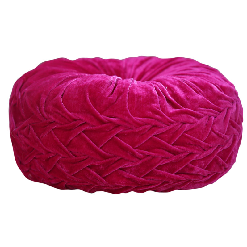 Fuschia Velvet Round Tufted Button Throw Pillow