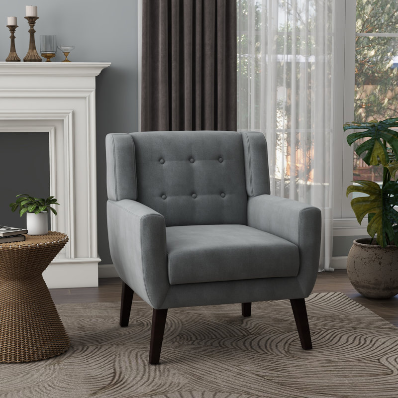 Stephanny Upholstered Armchair, Gray Velvet