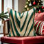 Housse de coussin en jacquard de Noël vert et vert à motif en V-101041935-101041936