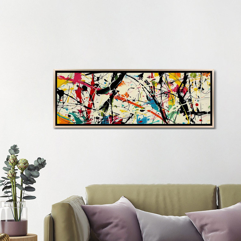 Pollock Wink, reproduction d'art mural, toile encadrée, H 16 po x l 48 po, Champagne
