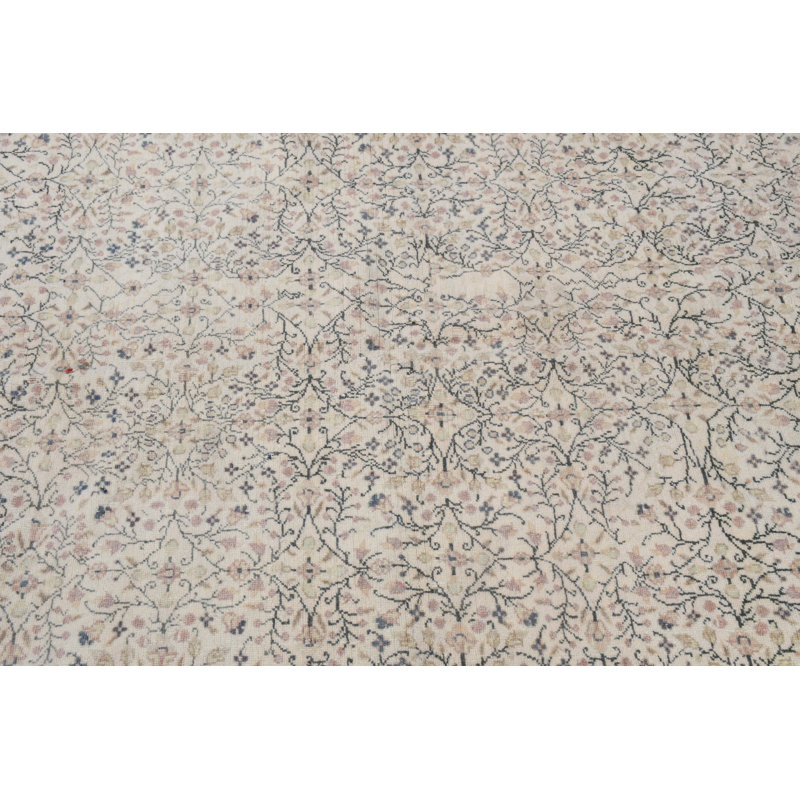 Tapis traditionnel beige à motif rétro pour décoration de salon d'inspiration turque