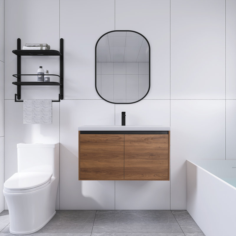 Keriss 36 " W Free Standing Wall Mounted 1 Single Vanity Bathroom Vanity With Resin Top