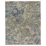 Ellerbe Hand-Knotted Wool Azure Blue Area Rug