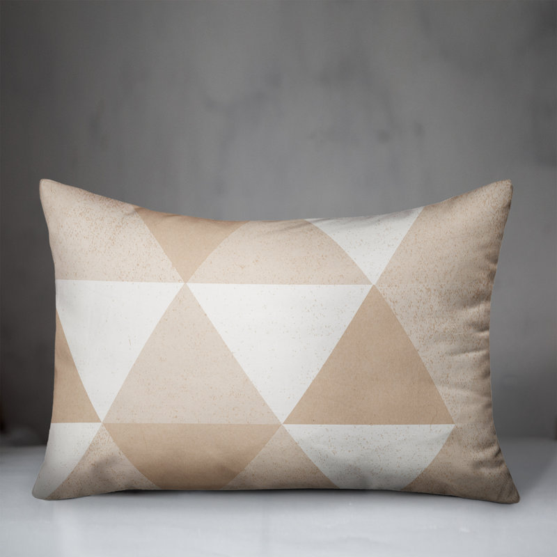 Collection 2 Modern Tri-Block Geometric Lumbar Pillow, Tan, Geometric 2