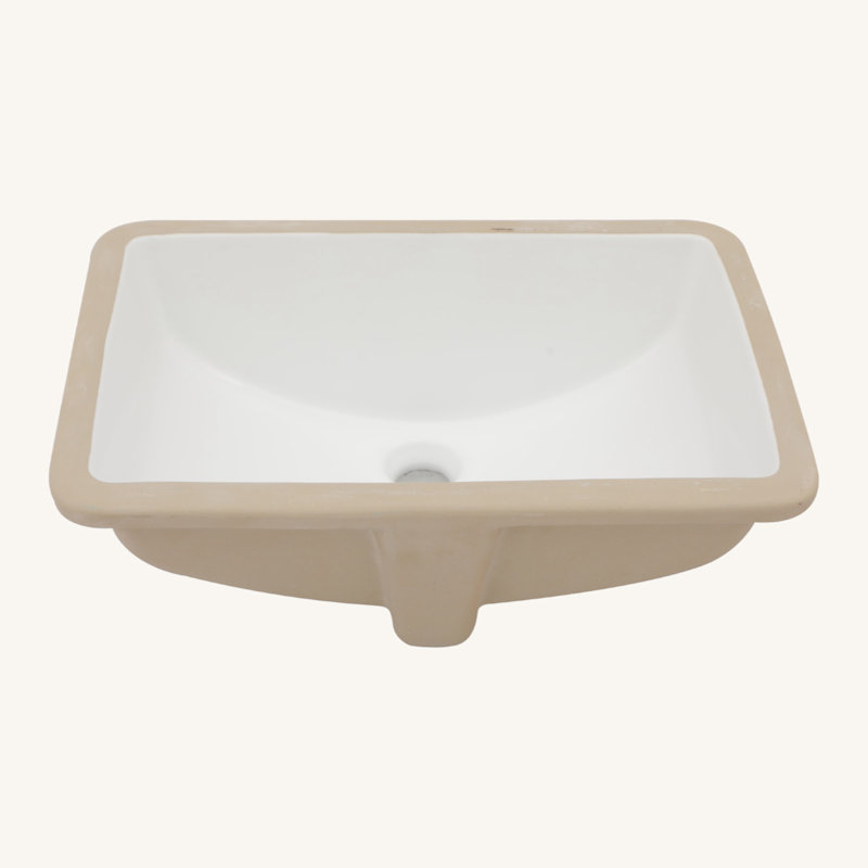 19.7" x 14" White Ceramic Rectangular Undermount Bathroom Sink with Overflow