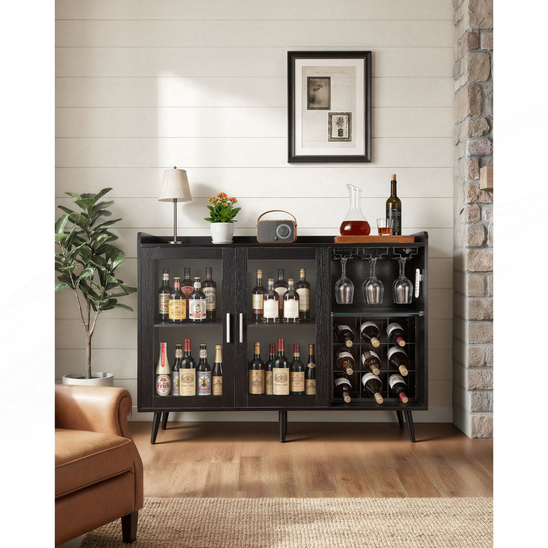 Armoire à vin, armoire à café avec 9 porte-bouteilles de vin, buffet moderne avec porte-verre