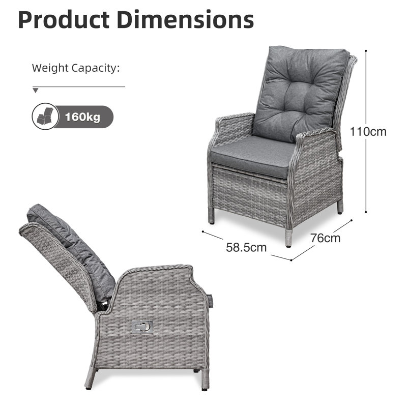 Outdoor Patio Dining Armchair with Cushion, 2