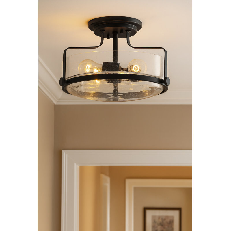 Harper 14.5-in 3-Light Semi-Flush Mount Retro Ceiling Light