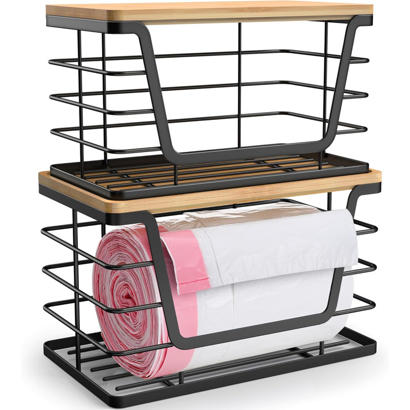 2-pack Stackable Kitchen & Laundry Organizers With Bamboo Tops