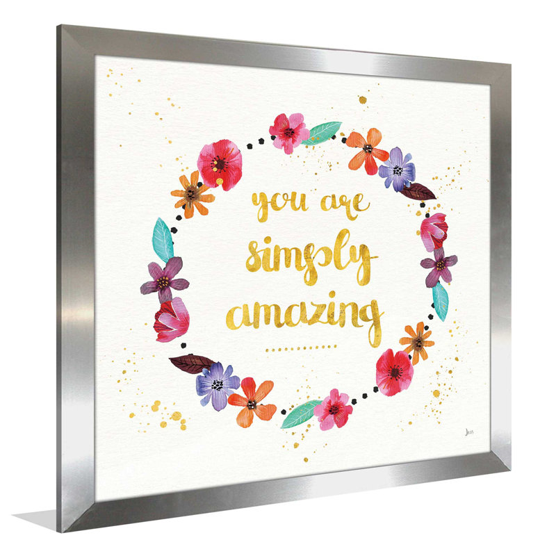 « simply incroyable i », art textuel sur toile, H 21,5 po x l 21,5 po x P 0,75 po, Encadrement argenté