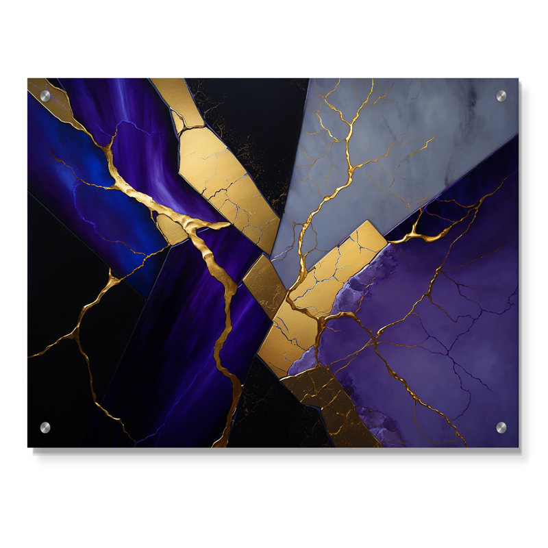 «Abstract Geode Mauve II», art mural abstrait en marbre, H 12 po x l 20 po