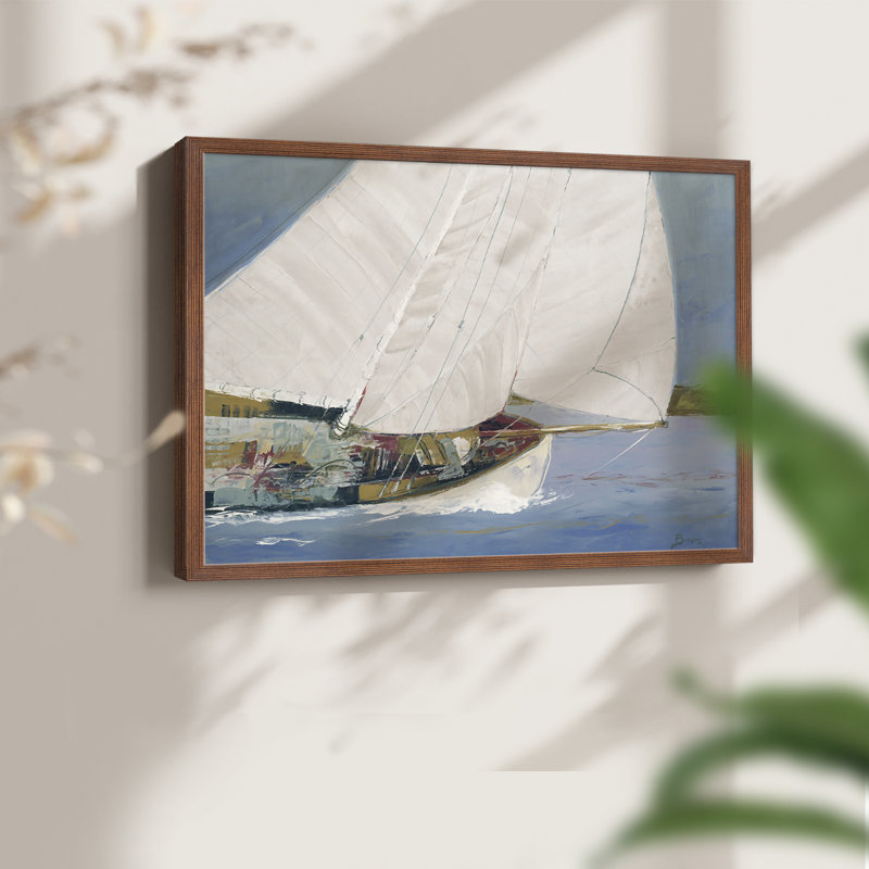 LAC SAILING - Impression encadrée - réaménageable, H 11 po x l 14 po, Noyer