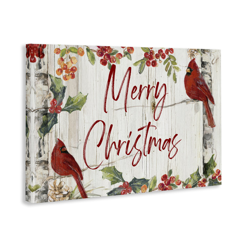 Art mural de Noël, oiseaux cardinaux par Sally Swatland, H 16 po x l 24 po
