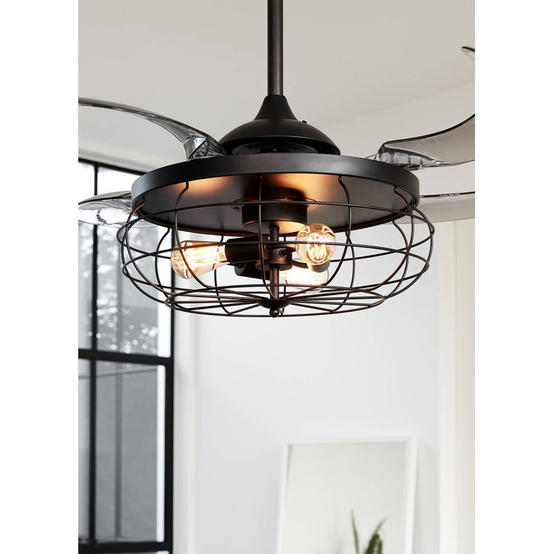 Amabilia 122cm Ceiling Fan with Light Kit, Black with Smoked Blades