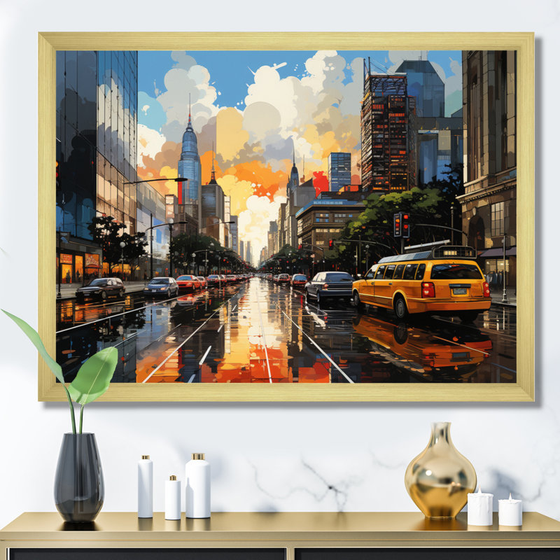 City Atlanta Popart II sur toile, Cadre doré à une seule photo, H 30 po x l 40 po x P 1,5 po