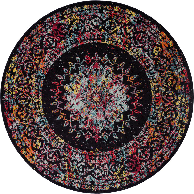 Sarah Daijanay Rug, Round 10', Red/Black
